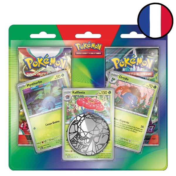 Pokemon Enhanced 2-Pack Blister Pack <b>FRANSK/FRENCH</b> (2026 Oddish, Gloom, Vileplume) - 3 x Promo, 2 Booster Pakker & Pokemon Mønt