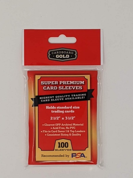 Cardboard Gold - Super Premium Card Sleeves Standard (PSA Grading Approved) - Pack (Box med 100 stk.) - 2-1/2" x 3-1/2" - Sleeves