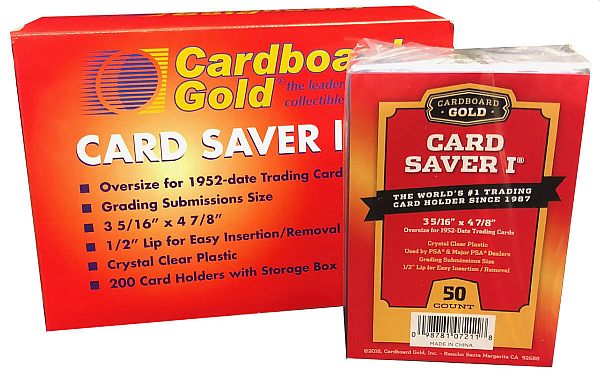 Cardboard Gold - Card Saver 1 - Semi-Rigid Toploaders Standard (PSA Grading Approved) - Box (Display med 4x50, 200 stk.) - 3" x 4" - Sleeves