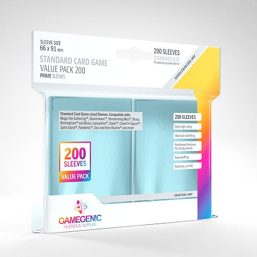 Gamegenic - Prime Sleeves: Standard Card Game Size - Value Pack (200 Kortlommer)