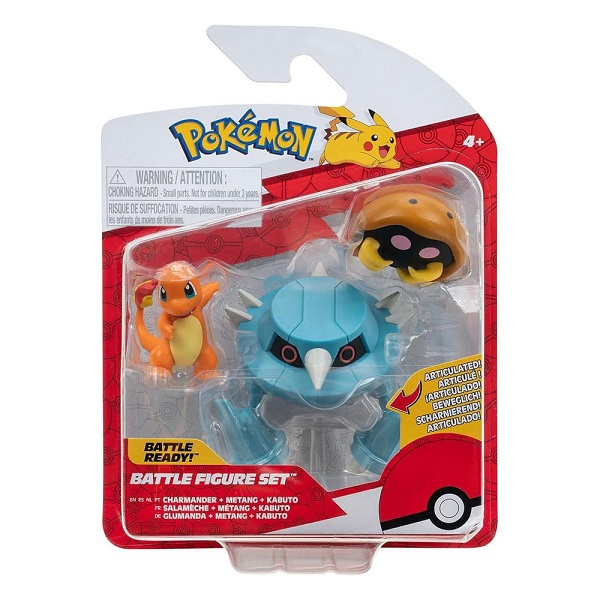 Pokémon: Battle Feature Action Figures 3-Pack - Kabuto, Charmander, Metang - 5cm