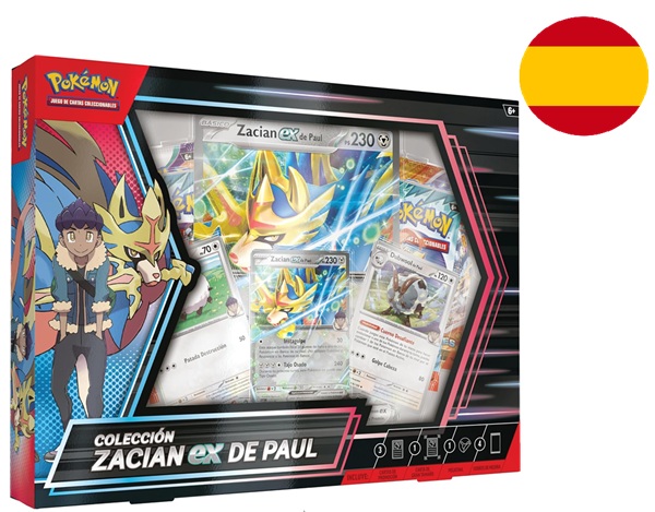 Pokemon ex Box <b>SPANSK/SPANISH</b>: Hop's Zacian ex (2025) (4 Boosters)