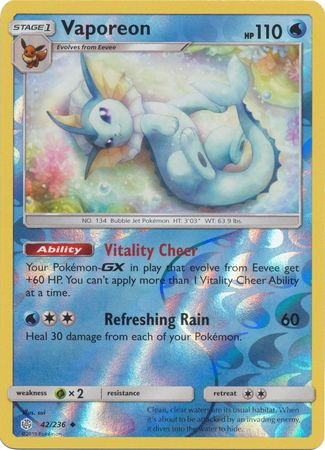 Vaporeon - Reverse Foil (Pokemon Sun & Moon: Cosmic Eclipse)