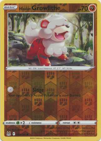 Hisuian Growlithe - Reverse Foil (Pokemon Sword & Shield: Lost Origin)