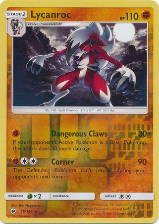 Lycanroc (Pokemon Sun & Moon Burning Shadows) - Reverse Holo