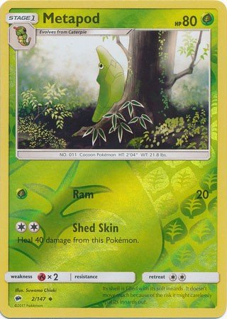 Metapod (Pokemon Sun & Moon Burning Shadows) - Reverse Holo