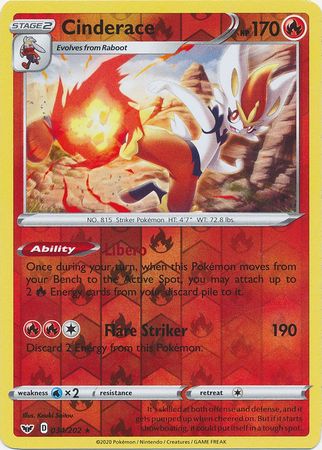 Cinderace - Reverse Foil (Pokemon Sword & Shield Base Set)