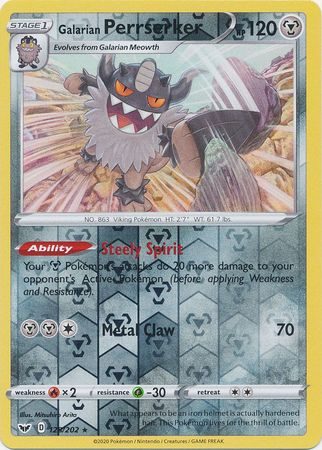 Galarian Perrserker - Reverse Foil (Pokemon Sword & Shield Base Set)