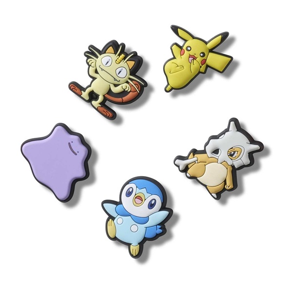 Pokémon - Pikachu, Meowth, Cubone, Ditto, and Piplup - Pokémon Center Jibbitz Shoe Charms by Crocs 5-Pack