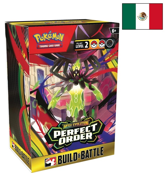 Pokemon <b>LATINAMERIKANSK SPANSK/LATAM SPANISH</b> Mega Evolution: Perfect Order - Build & Battle Kit (Prerelease Box) - Promokort, 4 Boosters og mere!