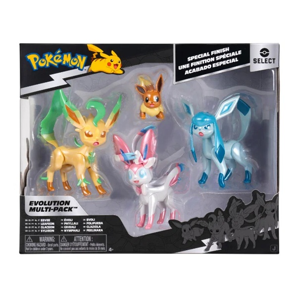 Pokémon: Eevee, Leafeon, Glaceon & Sylveon - Evolution Figure 4-Pack
