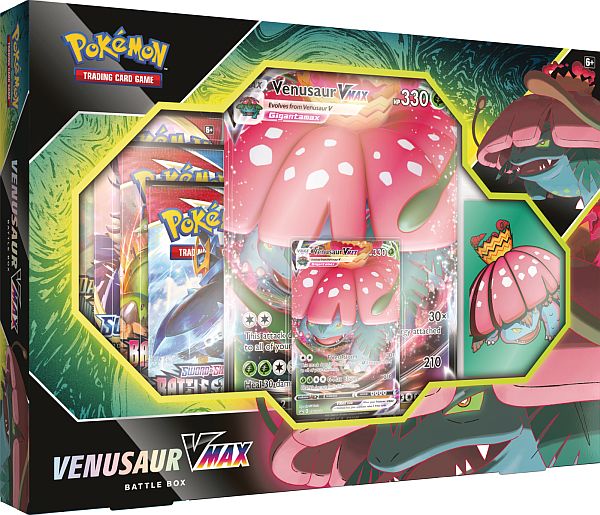 Pokemon  V Box: Venusaur VMAX Battle Box - 4 Boosters, VMAX-Promo, Sleeves & Oversize