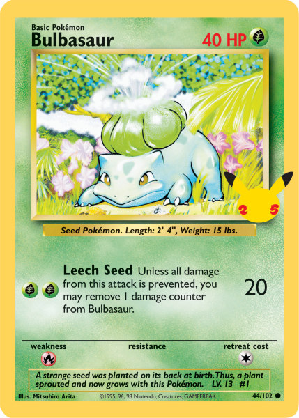 Bulbasaur - 44/102 - 25th Anniversary First Partner Pack - Pokemon Oversized Promo