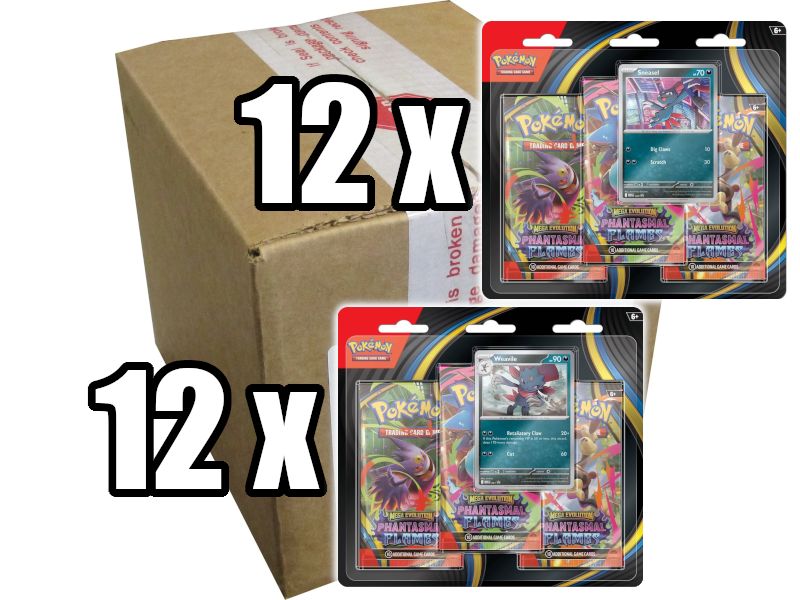 Pokemon Blister Case - 24 x 3-Pack: 3 Mega Evolution: Phantasmal Flames Booster Pakker + Black Star Promos