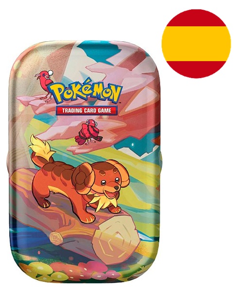 Pokemon Tin Kasse <b>SPANSK/SPANISH</b> - 2024 Summer Vibrant Paldea Mini Tin: Dachsbun & Oricorio (2 Boosters & Klistermærker)