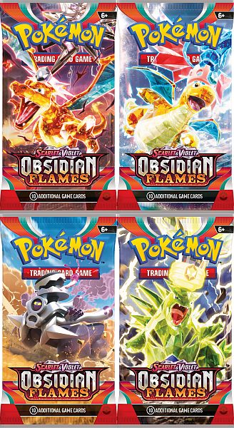 Pokemon Booster Pakke - SV03 - Scarlet & Violet: Obsidian Flames Booster Pack Artwork Set - 4 Packs!