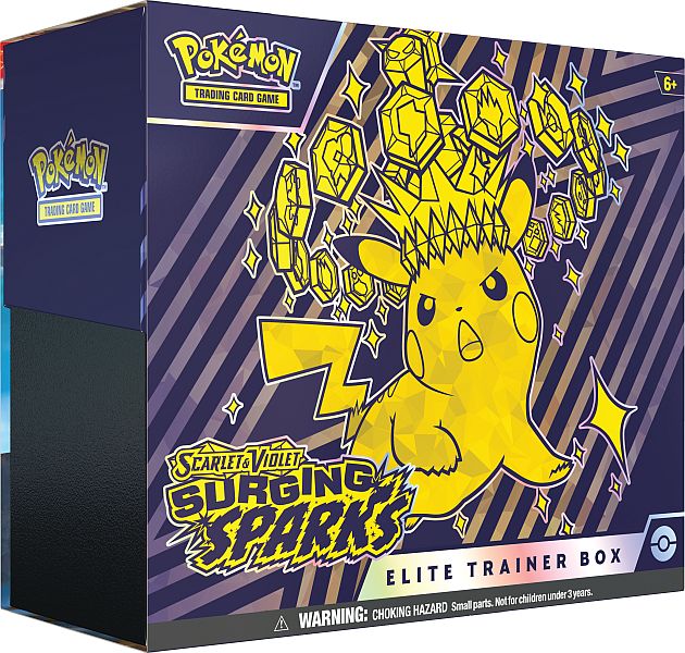 Pokemon Scarlet & Violet: Surging Sparks - Elite Trainer Box (Pikachu/Magneton) - Boks med 9 Boosters, Promokort & Tilbehør
