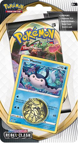 Pokemon Blister Pack - 1-Pack Checklane Blister: Sword & Shield: Rebel Clash Booster Pakke + Pokemon Mønt & Black Star Promo