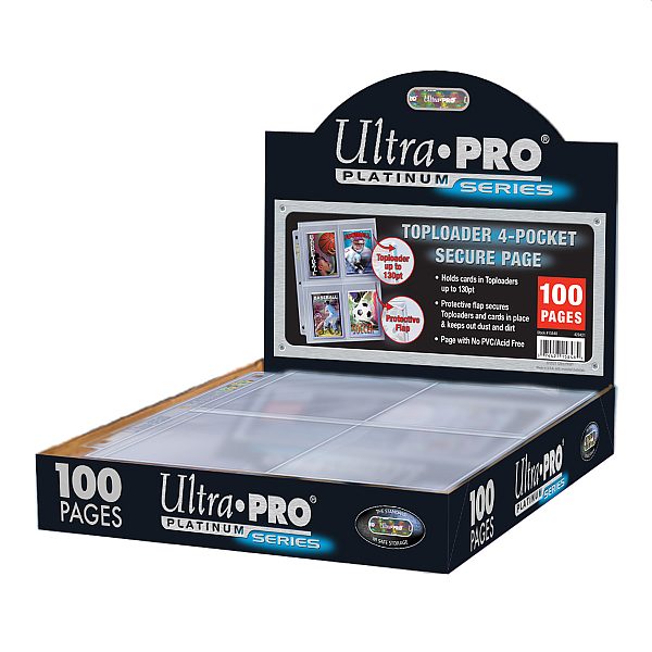 Ultra Pro Mappelommer til Ringbind/3 Huller - Platinum Secure Toploader 4-pocket sider - Display med 100 stk. - #15848
